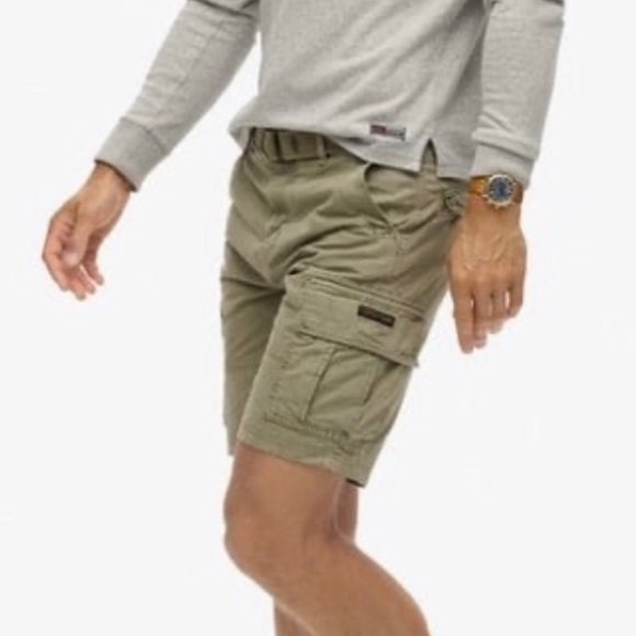 SUPERDRY Mens Heavy Cargo Shorts | Green  | 34 - Picture 1 of 12
